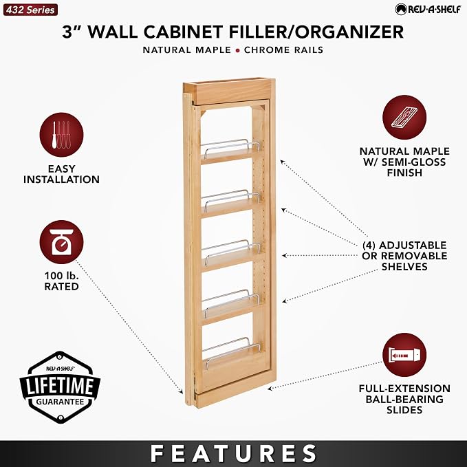 Rev-A-Shelf 3" W x 36" H Pull Out Quad Shelf Organizer - Image 5