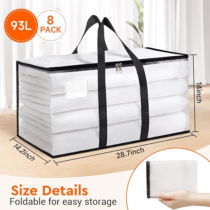 BlissTotes Moving Bags, 93L 8-Pack Storage Bags, Moving Box Heavy Duty Extra - Image 2