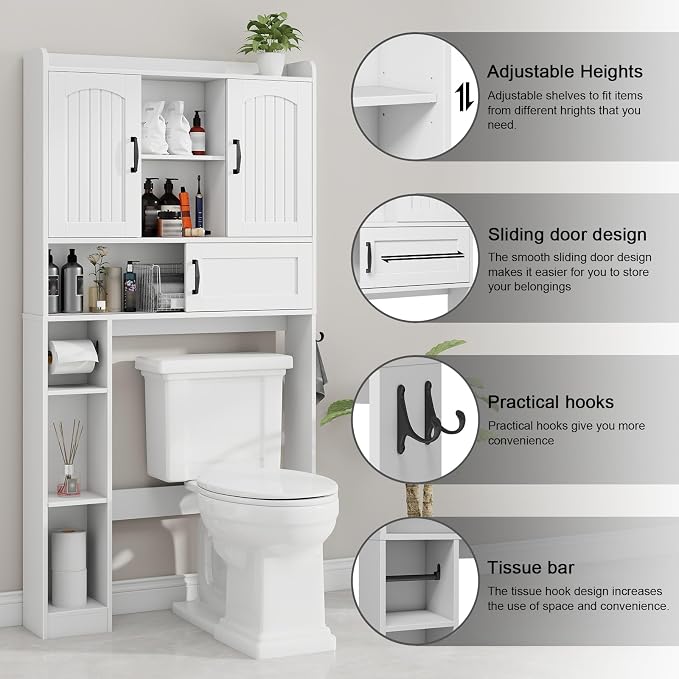 Vabches Farmhouse Over The Toilet Storage Cabinet - Image 3
