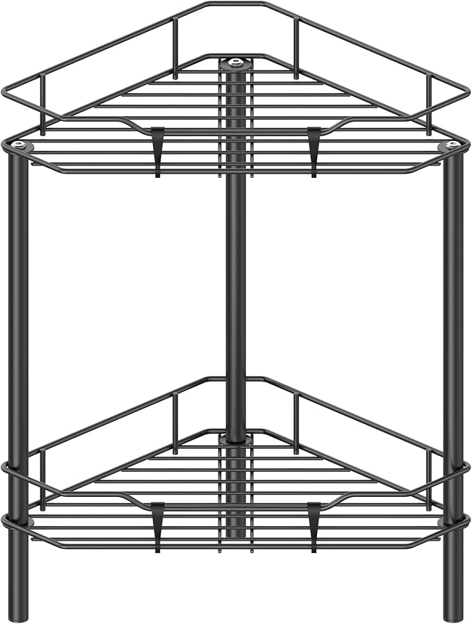 2 Tier Floor Standing Corner Shower Caddy Organizer Shelf by HuggieGems