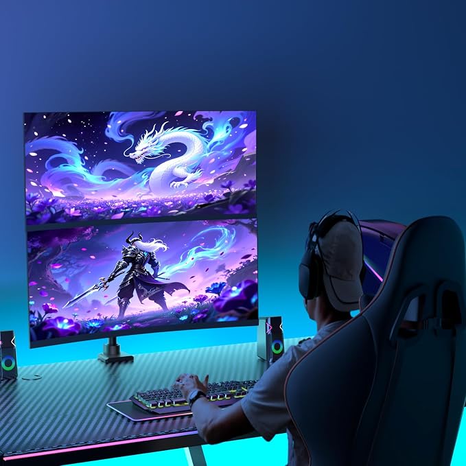 WALI Dual Monitor Mount for Ultrawide Heavy Duty Curved Monitor Stacking - Image 8