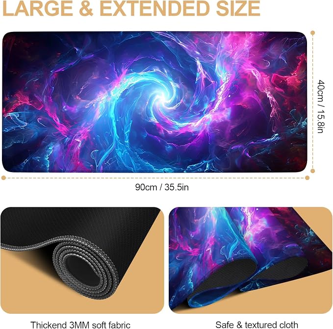 Large Mouse Pad, Cosmic Swirl Desk Mat, Extended Gaming Mouse Pad - Image 2