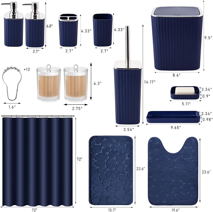 Bathroom Set with Shower Curtain and Rugs- 25PC Bathroom Accessory Set - Image 3