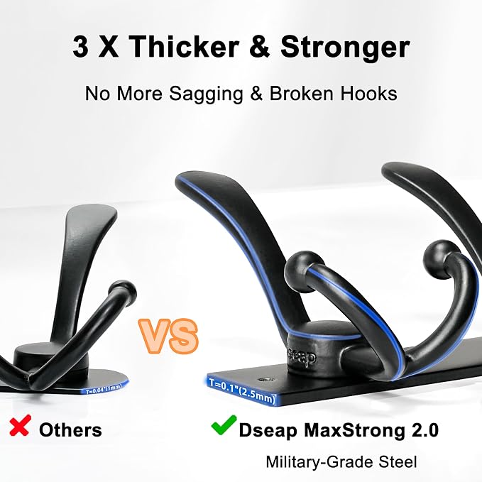 Dseap Coat Rack Wall Mount 2.0 Pro: Heavy Duty 300% Thicker, Stainless Steel - Image 4