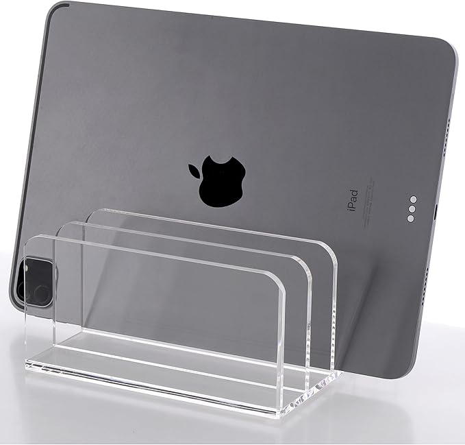 SANRUI Acrylic Desk File Organizer Holder, 5 Upright Clear Desktop Mails Sorter - Image 8