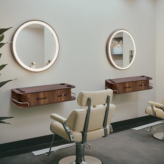 BarberPub Beauty Locking Wall Mount Styling Station, Barber Salon Station - Image 3