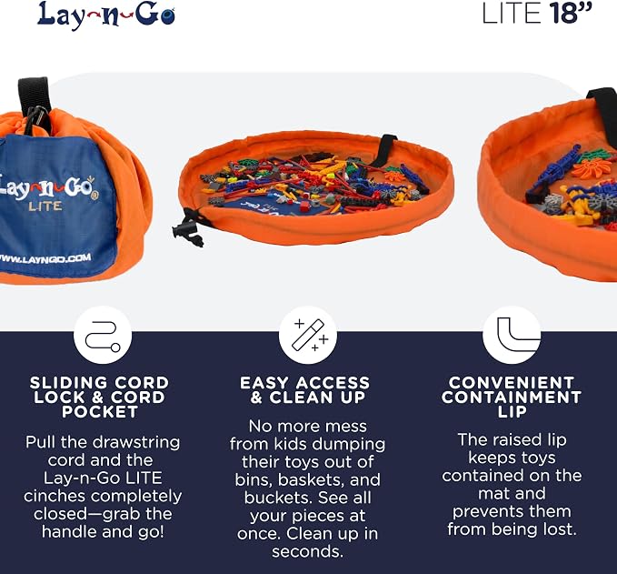 Lay-n-Go 2-in-1 Small Portable Drawstring Toys Storage Organizer and Play Mat - Image 3