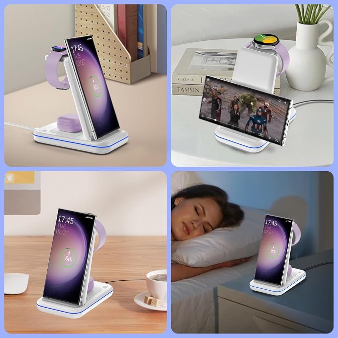 Wireless Charging Station for Samsung/Android, Fast Wireless Watch Charger - Image 8