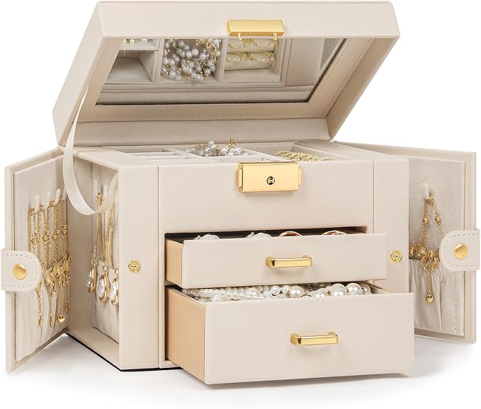 TORIBIO Jewelry Box for Women, Leather Jewelry Organizer by TORIBIO