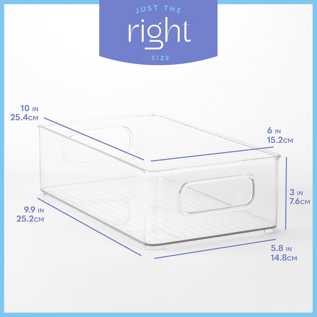 Plastic Food Storage 2 Pack Clear Container Bin with Handles for
