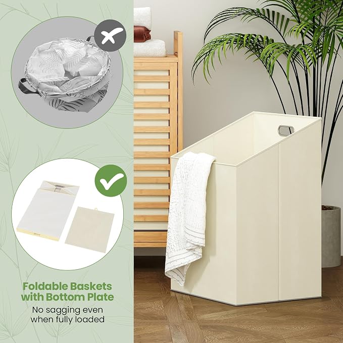 Giantex Tilt Out Laundry Hamper, 20 Gal Bamboo Laundry Storage Cabinet - Image 8