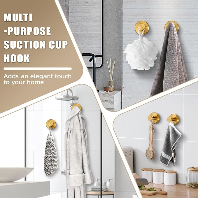 Suction Cup Hooks for Shower No-Drill Bathroom Hooks for Towels, Loofah - Image 3