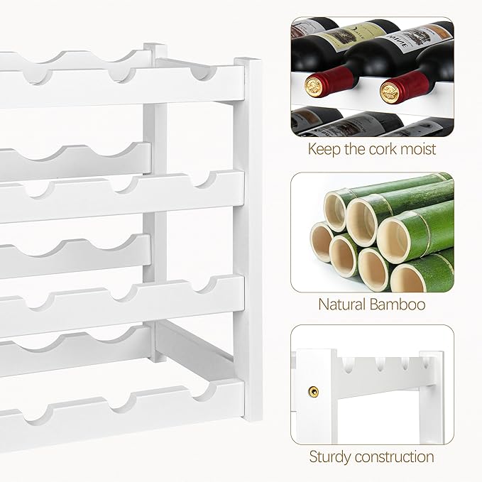 VASMIA Wine Rack, 4-Tier Bamboo Wine Racks Countertop, Sturdy and Durable Wine - Image 3