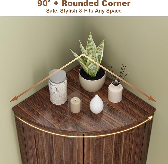 Tall Corner Cabinet, 64.7" Corner Storage Cabinet - Image 5