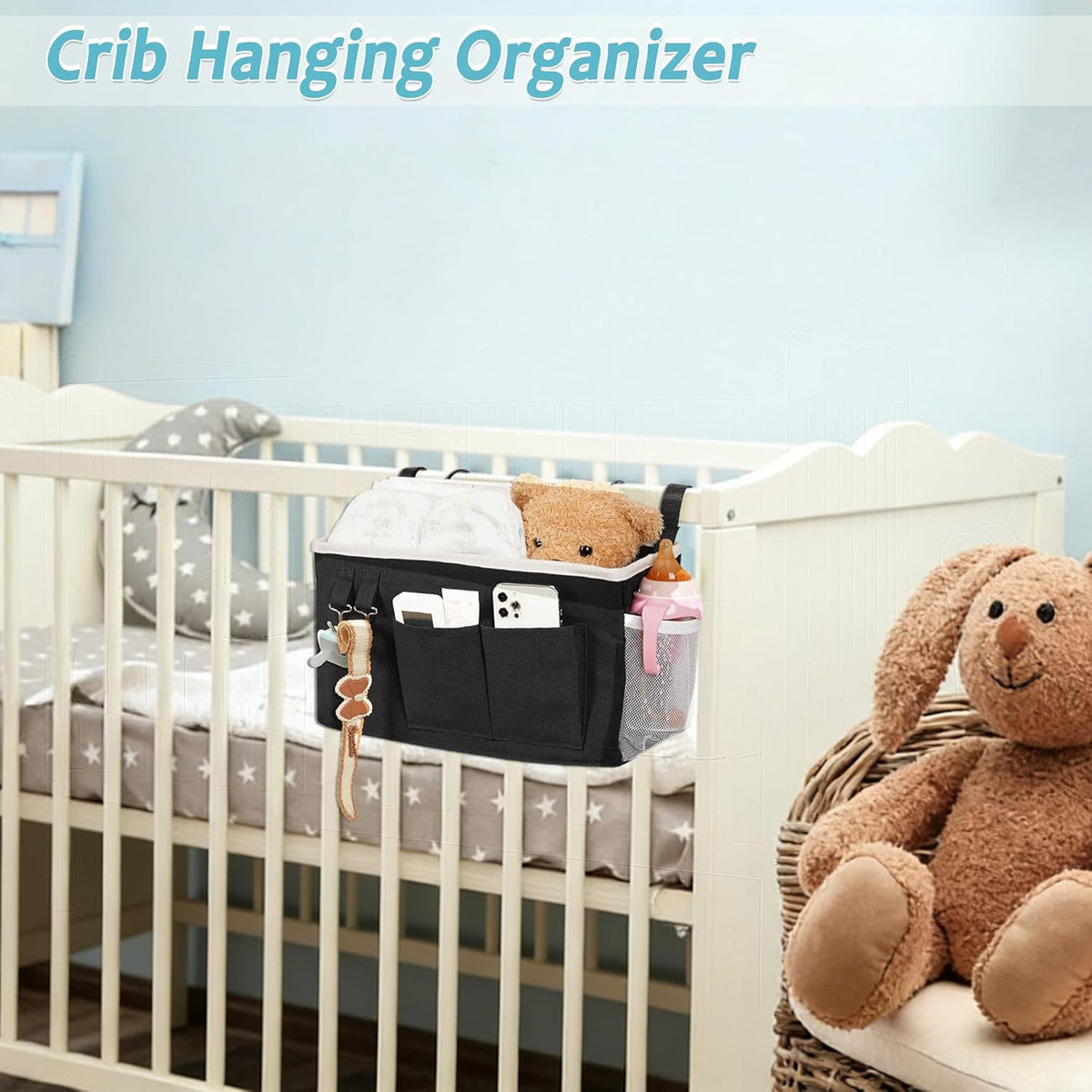 Bedside Caddy, Bedside Storage Bag Hanging Organizer for Bunk Dorm Bed