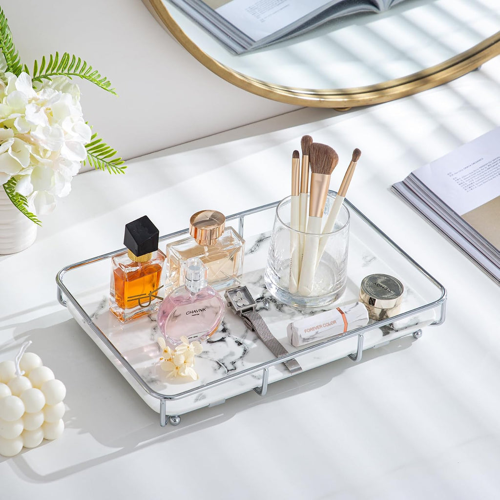 Dobbyby Vanity Tray Makeup Organizer Cosmetics Storage Bathroom