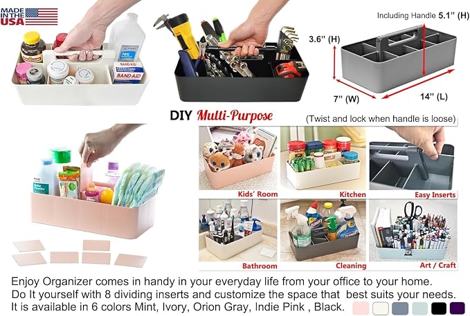 2 PACK - Portable DIY 8 Dividers Durable Plastic Tote Tool & Supply Cleaning - Image 5