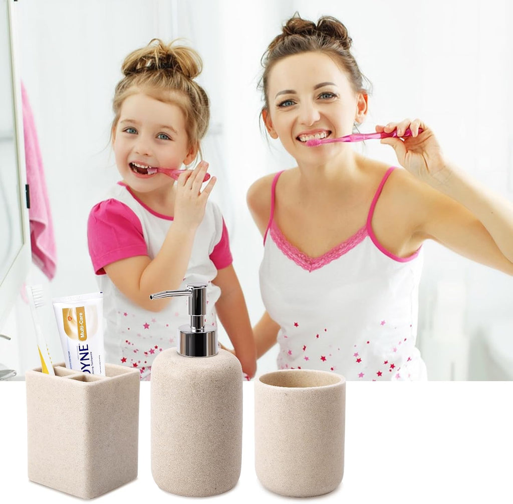 Resin Beige Bathroom Set, 6 Pcs Bath Decor and Accessories Sets