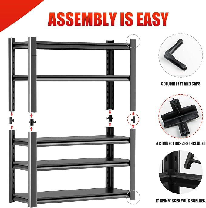 5-Tier Heavy Duty Steel Garage Shelving Unit, Adjustable Metal Utility Shelves - Image 7