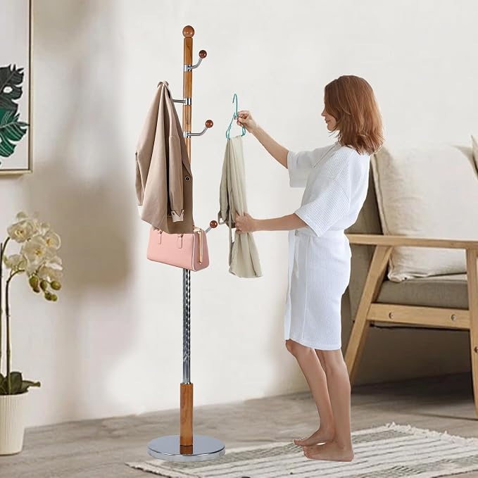 Solid Wooden Coat Rack Stand, Coat Racks Freestanding by Haicang