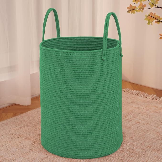 Large Woven Laundry Basket Hamper, 100L Cotton Rope Storage Bin by JMvicyroam