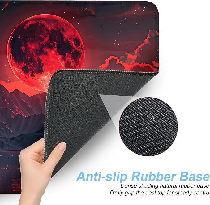 Red Moon Mouse Pad XXL – Large Gaming Desk Mat - Image 3