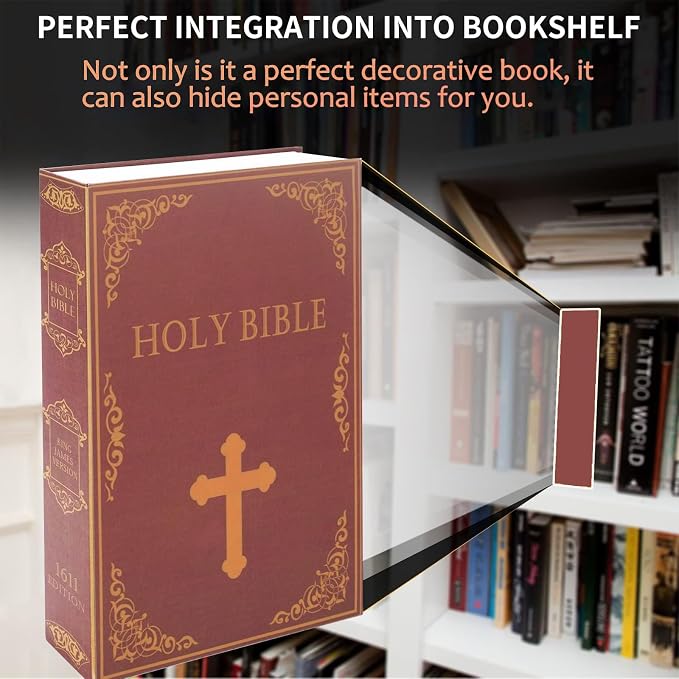 Book Safe Box with Combination Lock, Diversion Safe Vintage Faux Book Hidden - Image 4