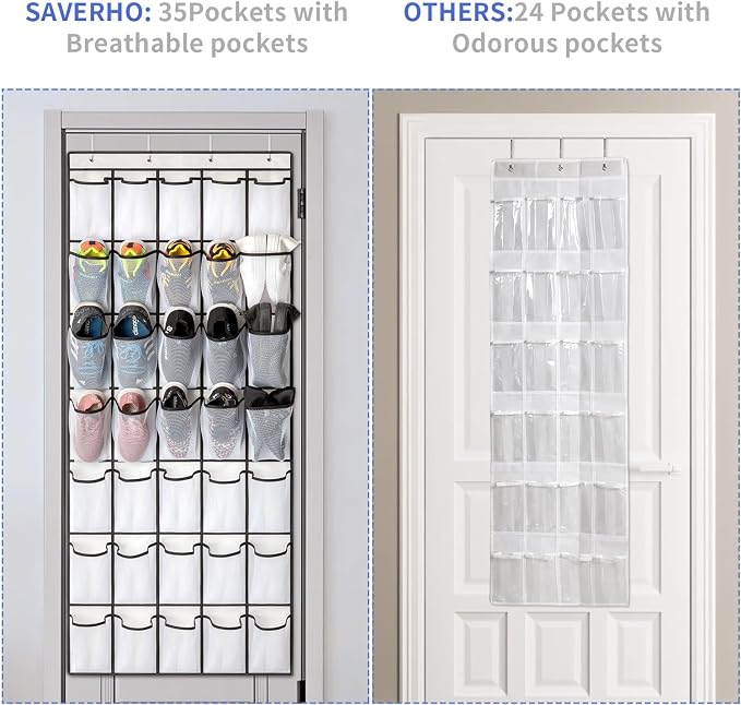 35 Pockets Over the Door Shoe Organizer, Hanging Shoe Organizer - Image 6