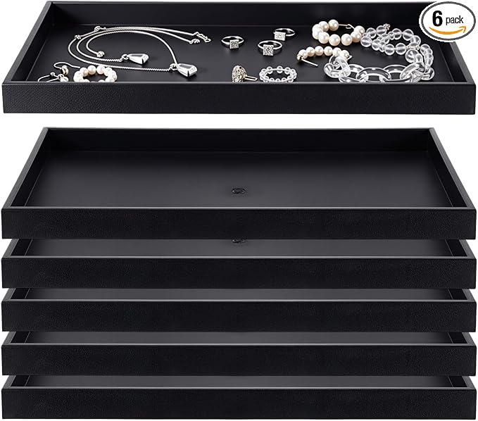 LemonRoad 6 Pack Plastic Jewelry Tray Stackable Black Jewelry Display Drawer by Unknown