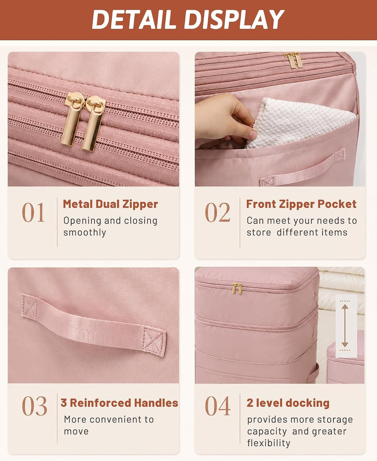 Ultra Space Saving Self Compression Organizers, 2 Pack Double Zipper