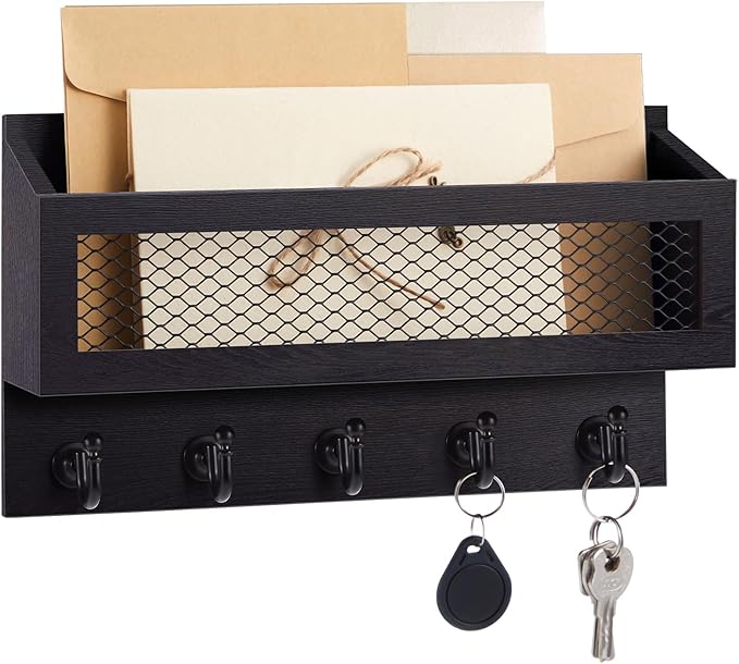 Magnetic Mail and Key Holder for Wall Fridge Wooden Mail Organizer by Colingmill