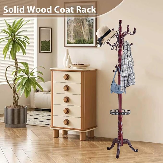 Solid Wooden Coat Rack Stand, Coat Racks Freestanding - Image 6