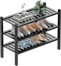 3 Tier Bamboo Shoe Rack for Entryway, Small Wood Shoe Shelf Storage Organizer by ROMGUAR+CRAFT