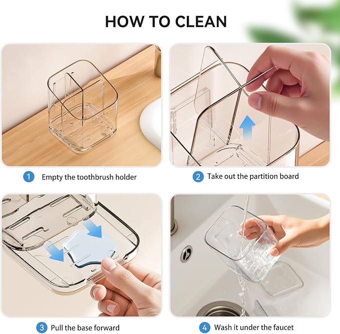 Toothbrush Holders for Bathrooms, 3 Slots Detachable Toothbrush Holder Wall - Image 9