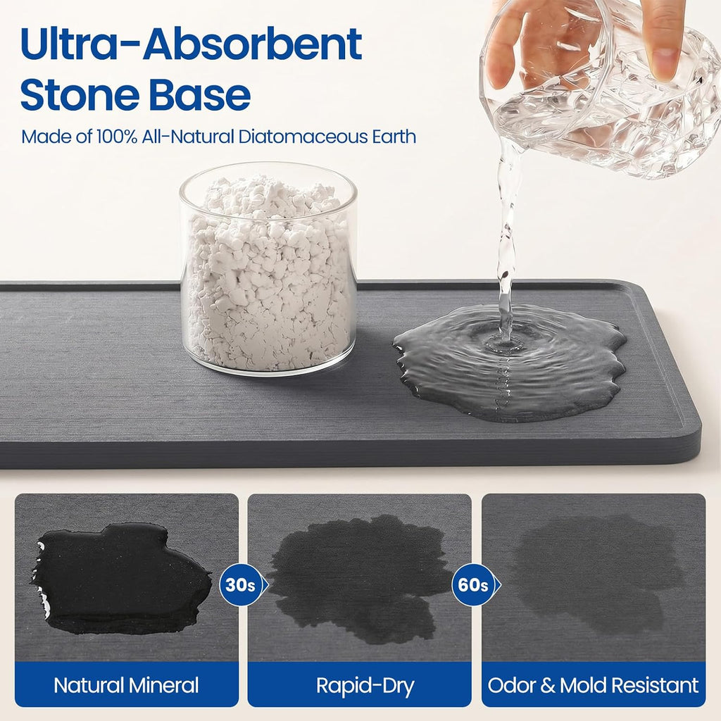 Extra Large Sink Caddy with Drying Stone, Sponge & Brush Holder for