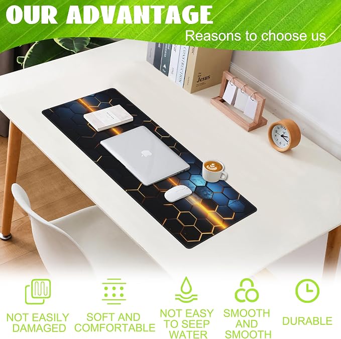 Large Gaming Mouse Pad for Desk, Honeycomb Technology Desk Pad, Extended - Image 4