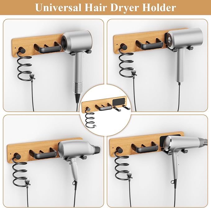 Tindbea Hair Dryer Holder Curling Iron Holder Flat Iron, Blow Dryer Holder Wall - Image 5