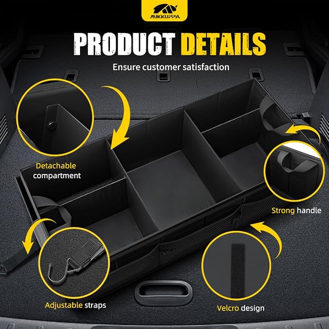 MIKKUPPA Car Trunk Organizer - 95L Collapsible Trunk Organizer with Lid - Image 4