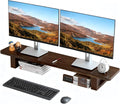 Dual Monitor Stand Riser, 47Inch Solid Wood Desktop Organizer by SANHESHUN