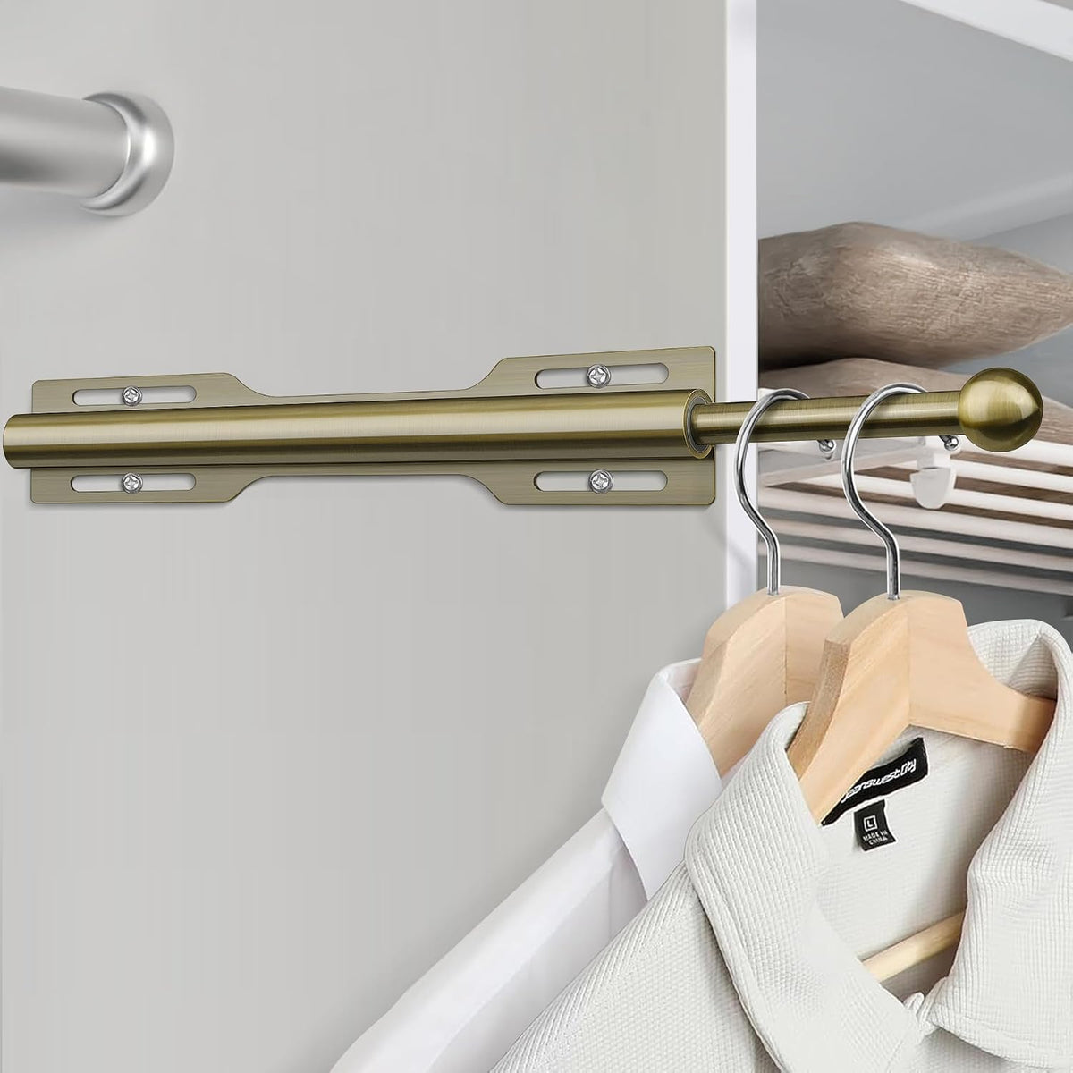 12" Valet Rod for Closet Pull Out (1 Pack, Antique Brass)