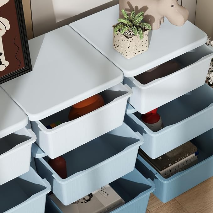 Qaba 3 Tier Kids Storage Unit, 9 Drawer Chest Toy Organizer Plastic Bins - Image 8