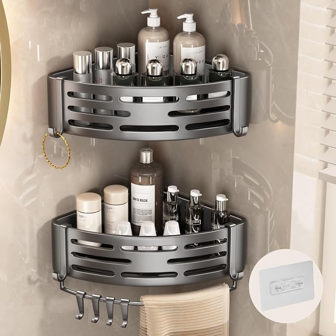 VOLPONE Corner Shower Caddy Adhesive Shower Shelf Corner No Drilling Bathroom by VOLPONE