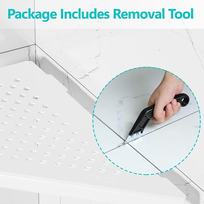 Corner Shower Shelves, 10” Recessed Tile Shower Shelf Matte White, 304 - Image 8