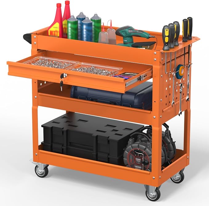 3 Tier Rolling Tool Cart on Wheels, 550 LBS Tool Cart by Cobinery
