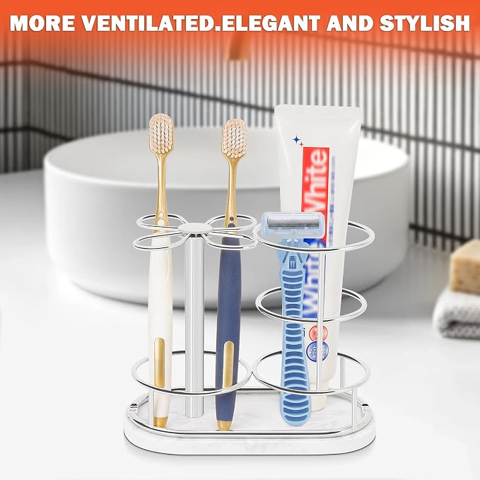 HarJue Toothbrush Holder Stand for Bathroom, Metal Toothbrush Organizer - Image 4