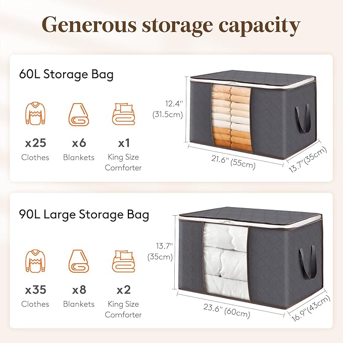 Lifewit 3 Packs Clothes Storage Bag, Storage Bins - Image 2
