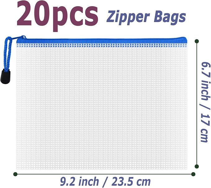 AUSTARK 20 Pcs Zipper File Bags, Plastic Mesh Pouch, Board Game Storage Bag - Image 2