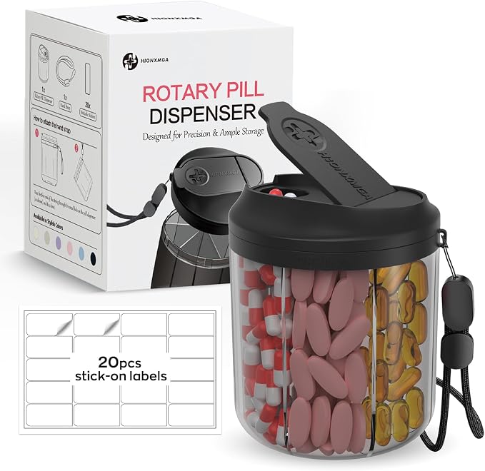 Pill Dispenser with 7 Large Compartments, 4.4" H x 3.6" Dia Pill Organizer - Image 7