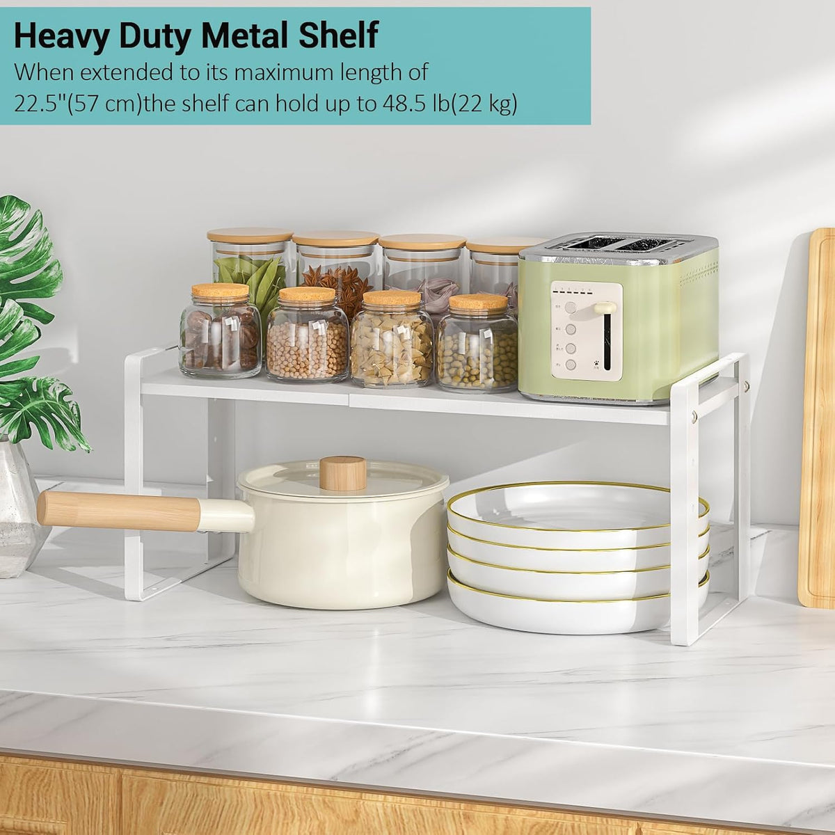 2 Pack Expandable Cabinet Organizer Shelves, 88lbs High Weight