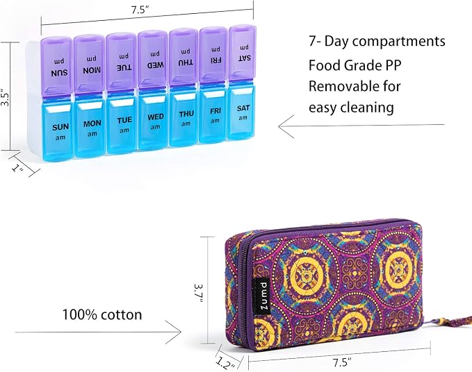 Weekly Pill Organizer 2 Times a Day, Zumd Pill Box 7 Day - Image 2